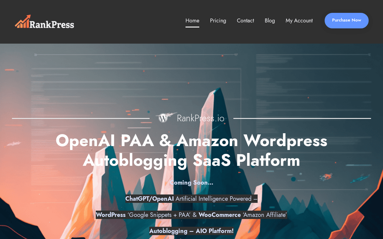 RankPress.io – ChatGPT/OpenAI Artificial Intelligence Powered – WordPress ‘Google Snippets + PAA’ & WooCommerce ‘Amazon Affiliate’ Autoblogging – AIO Platform! – RankPress.io product screenshot