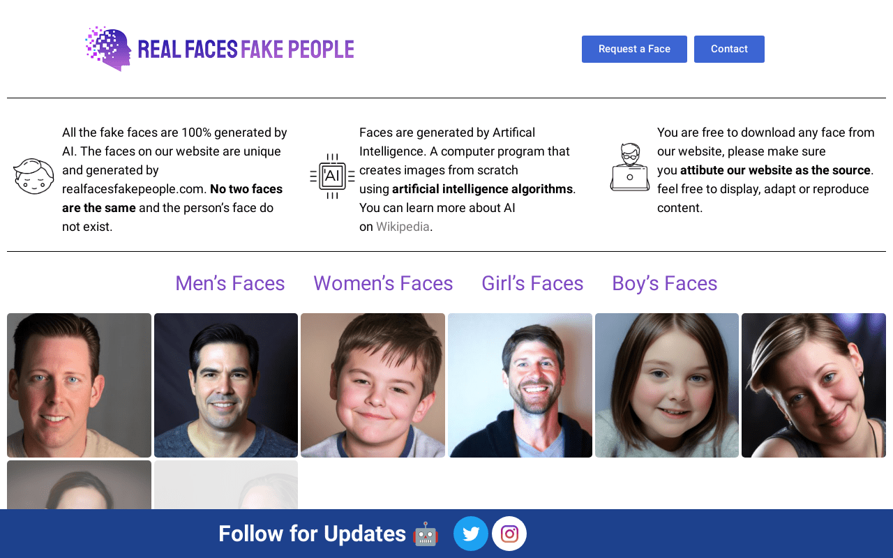 Realfacesfakepeople.com product screenshot