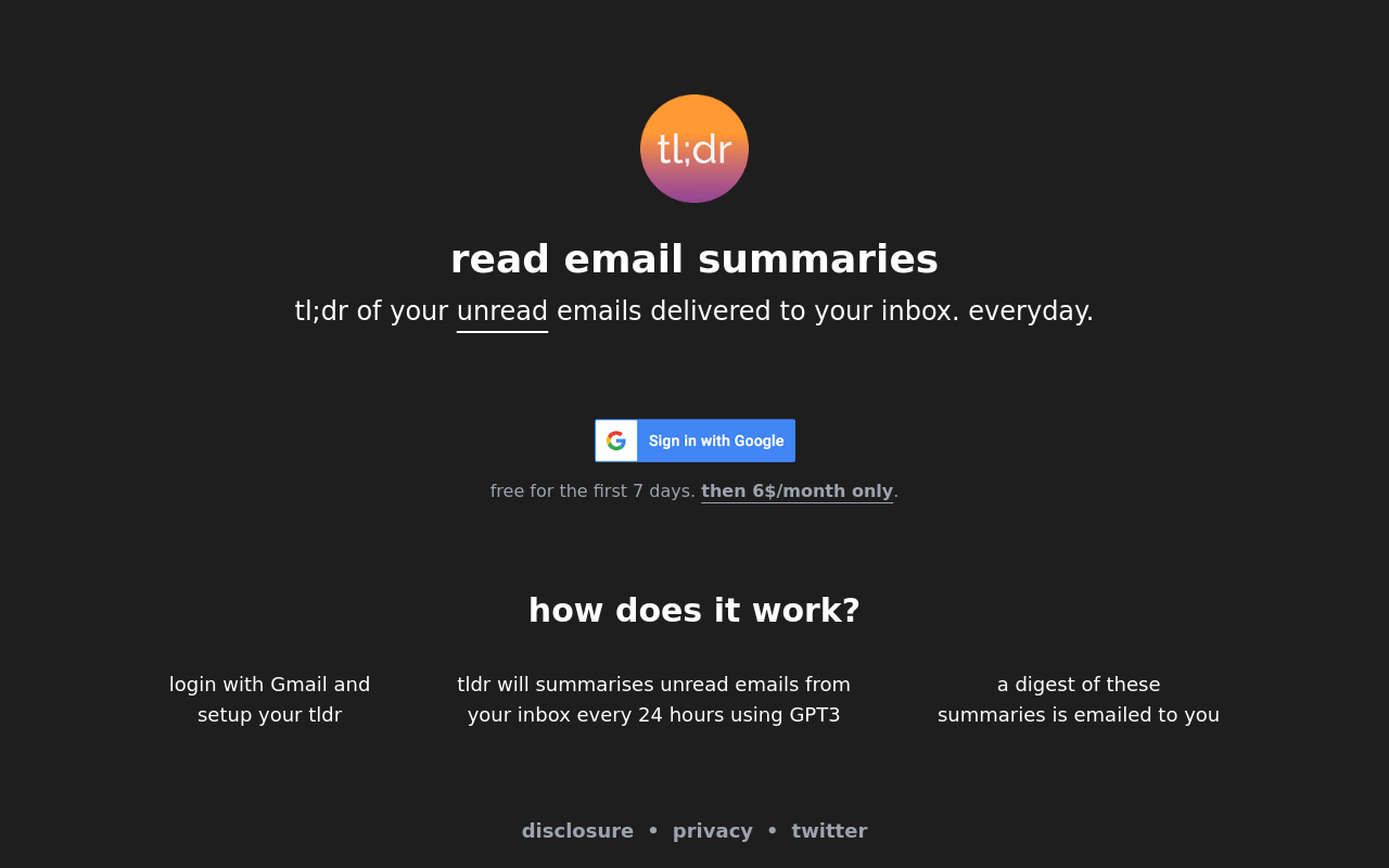 tl;dr product screenshot