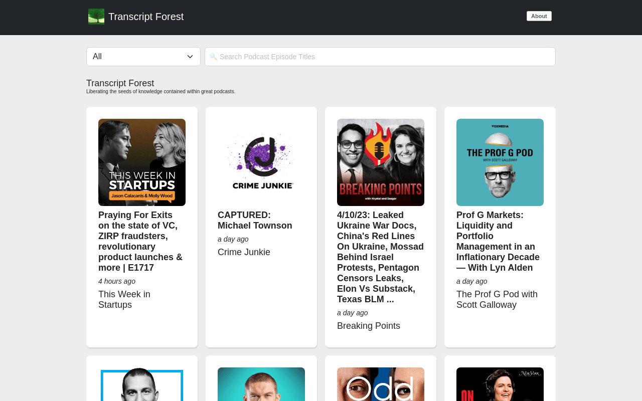 Transcriptforest.com product screenshot