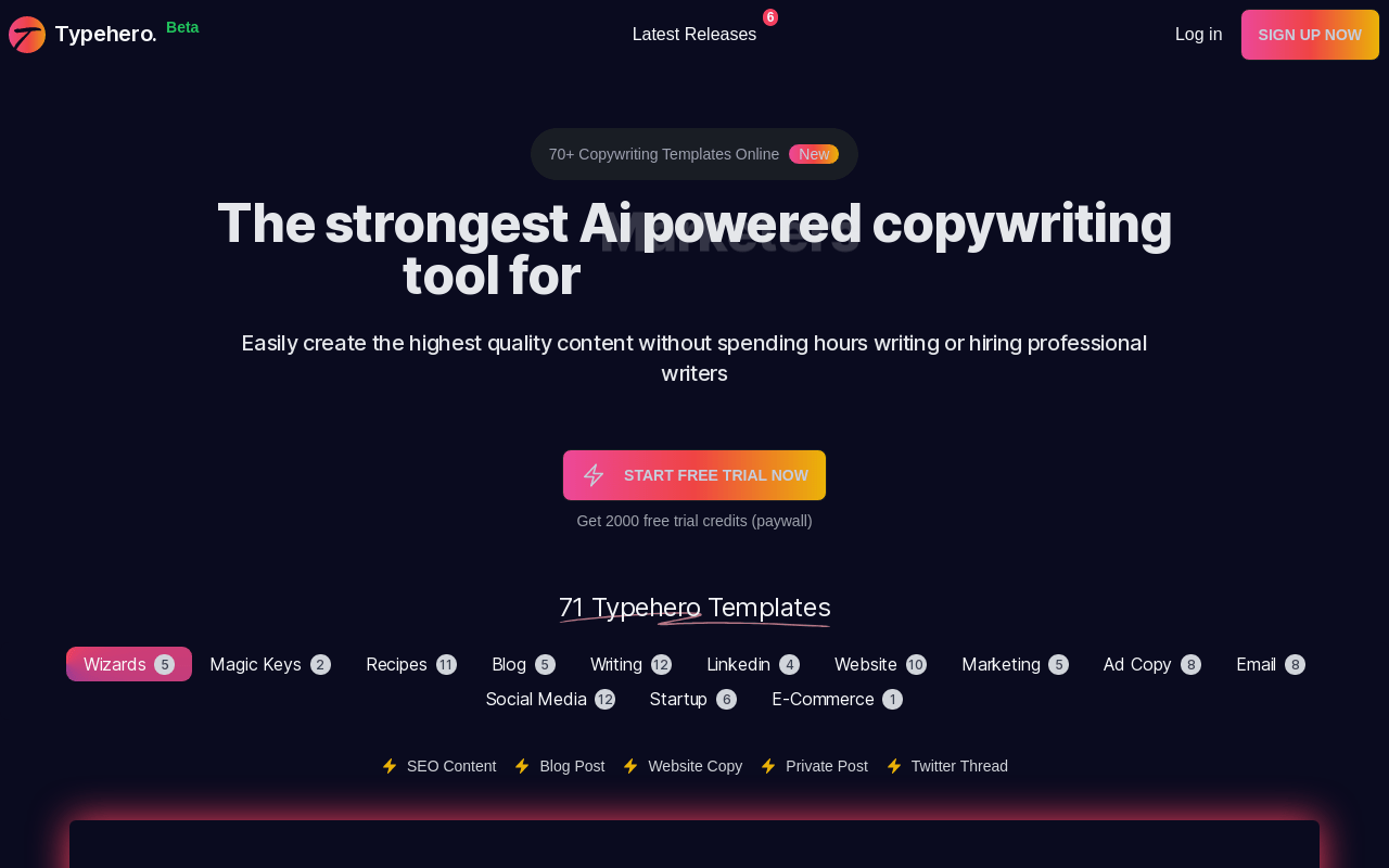 Typehero.ai product screenshot