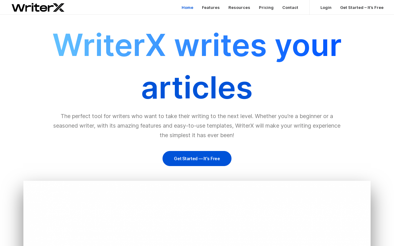 WriterX product screenshot