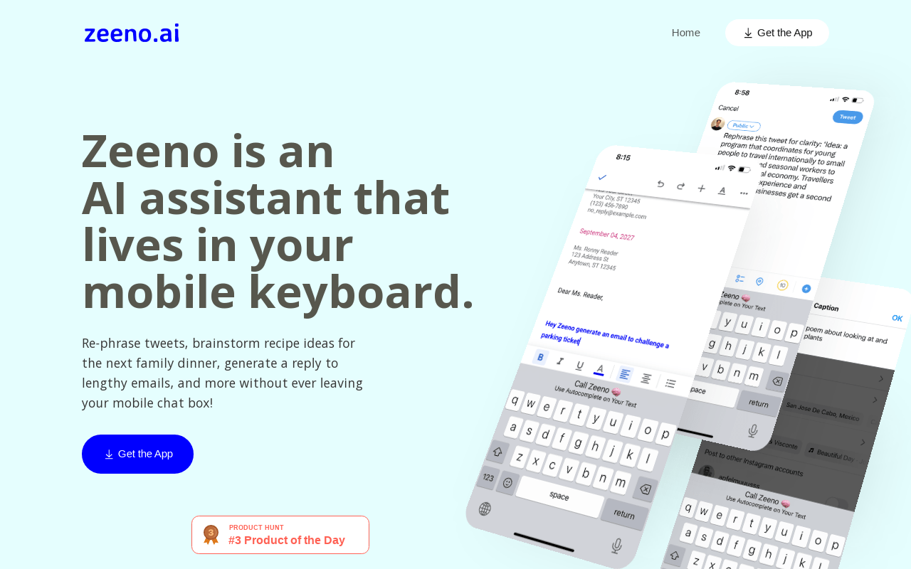 Zeeno – An AI assistant that lives in your mobile keyboard product screenshot